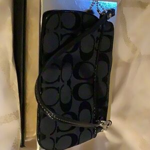 Coach wristlet black canvas